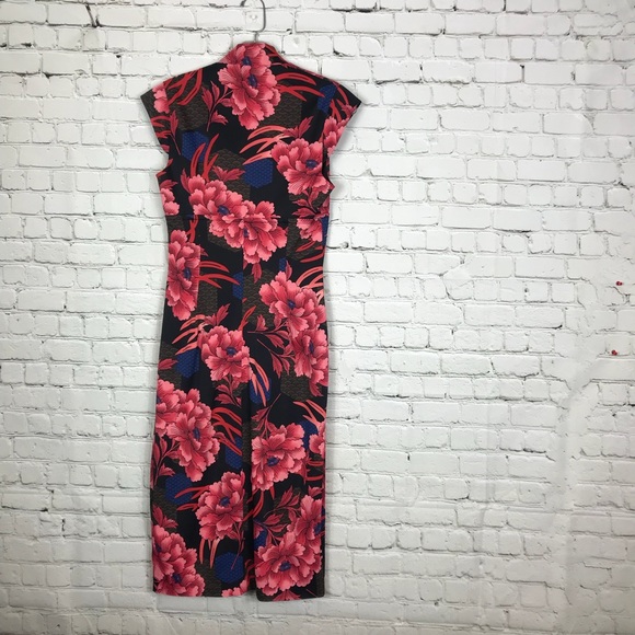 Karen Millen Satin Mandarin Bodycon Dress Size 6 - Picture 2 of 5